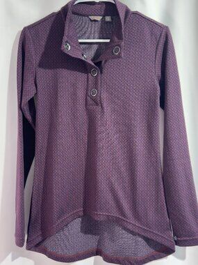 Merrell Indira Snap Placket Burgundy Diamond Knit Hi/lo Pullover Top Small